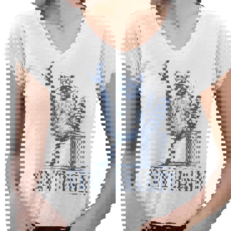 Stay Trashy Raccoon Halloween Women's V-Neck T-Shirt | Funny Festive Style