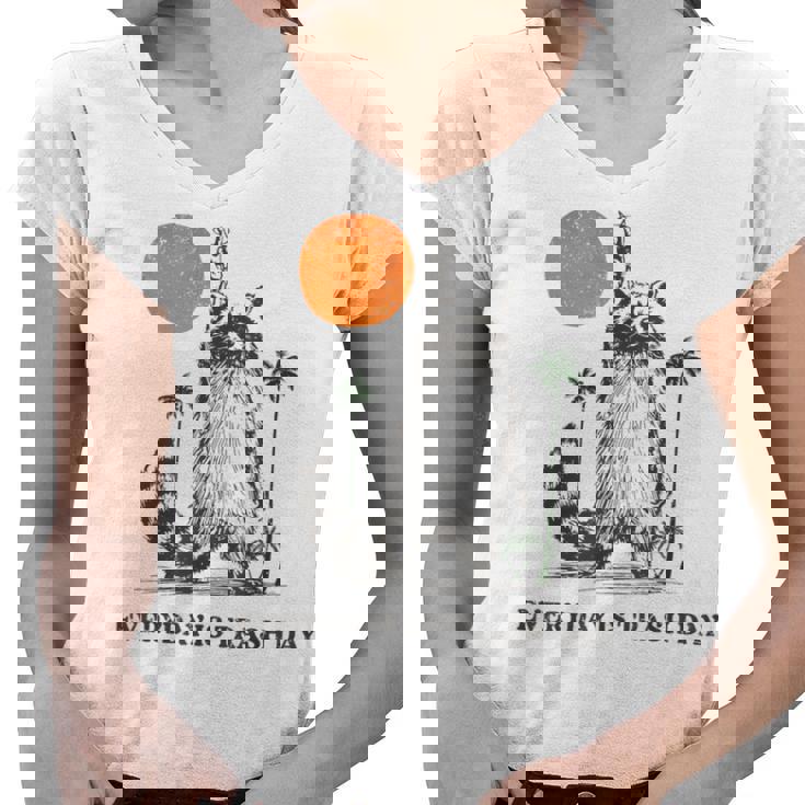Trash Panda Women's V-Neck T-Shirt - Retro 90s Sunset Design