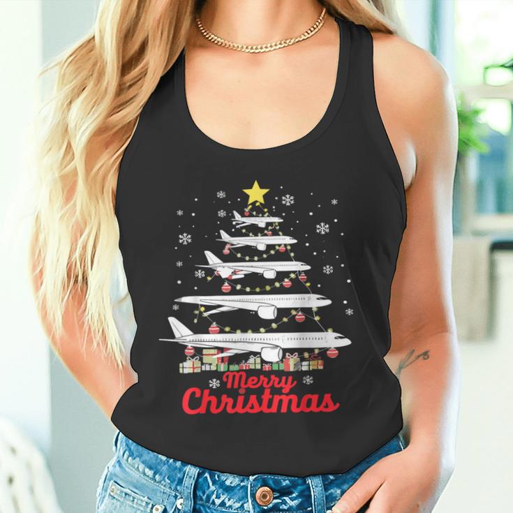 Aeroplane Christmas Tree Merry Christmas Most Likely Pilot Tank Top