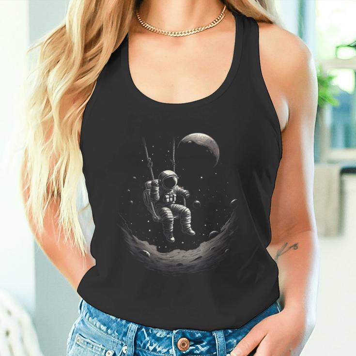 Astronaut Sitting On A Swing In Space Stars Moon Tank Top