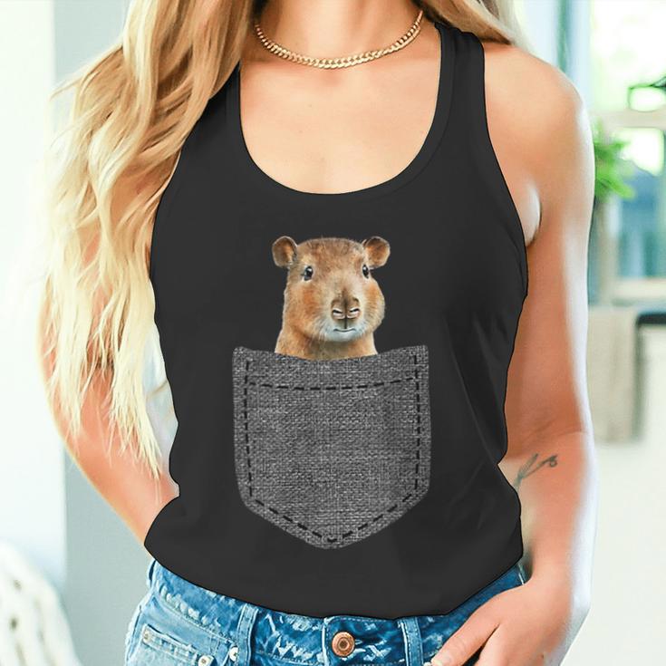 Capybara In Chest Pocket Capybara Tank Top