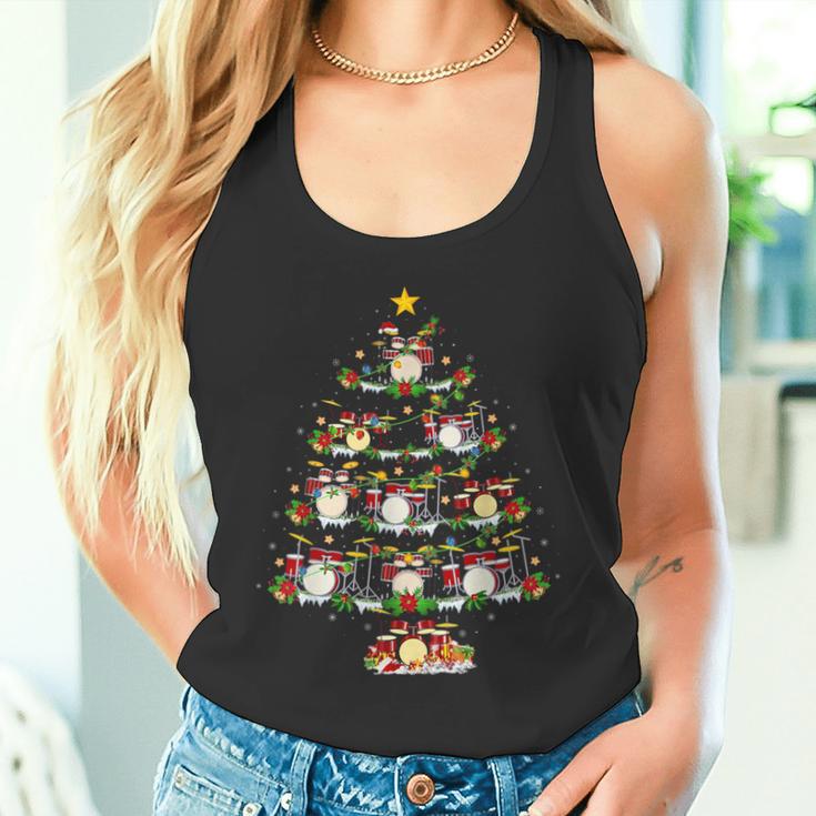 Christmas Lights Santa Drummer Christmas Tree Tank Top