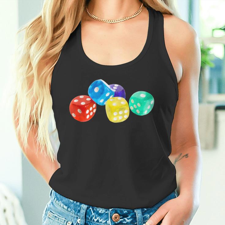 Colourful Dice In Five Different Colours Tank Top