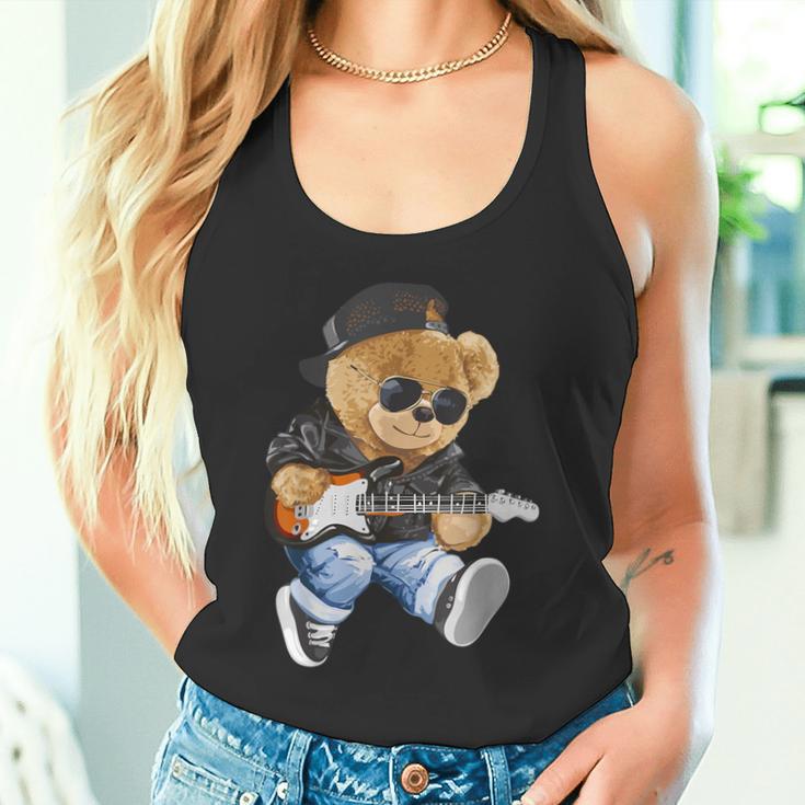 Cute Teddy Bear Playing Electric Guitar Tank Top