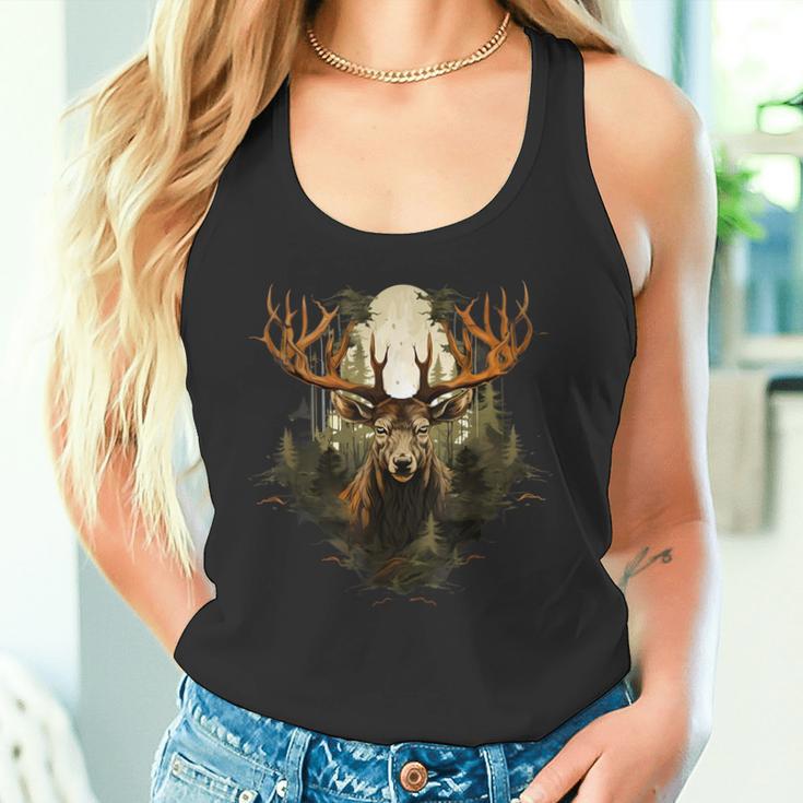 Deer Wildlife Nature Motif Animal Lovers Landscape Forest Tank Top