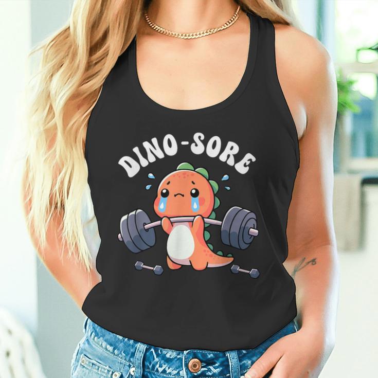 Dino Sore Gym Workout Fitness Weights Dinosaur Gym Tank Top