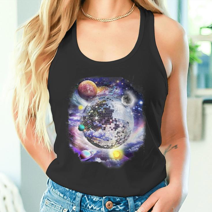 Disco Ball In Space Galaxy Club Retro Tank Top