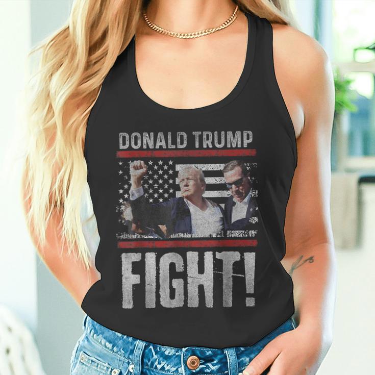 Donald Trump Fist Pump We Fight American Flag Trump 2024 Tank Top