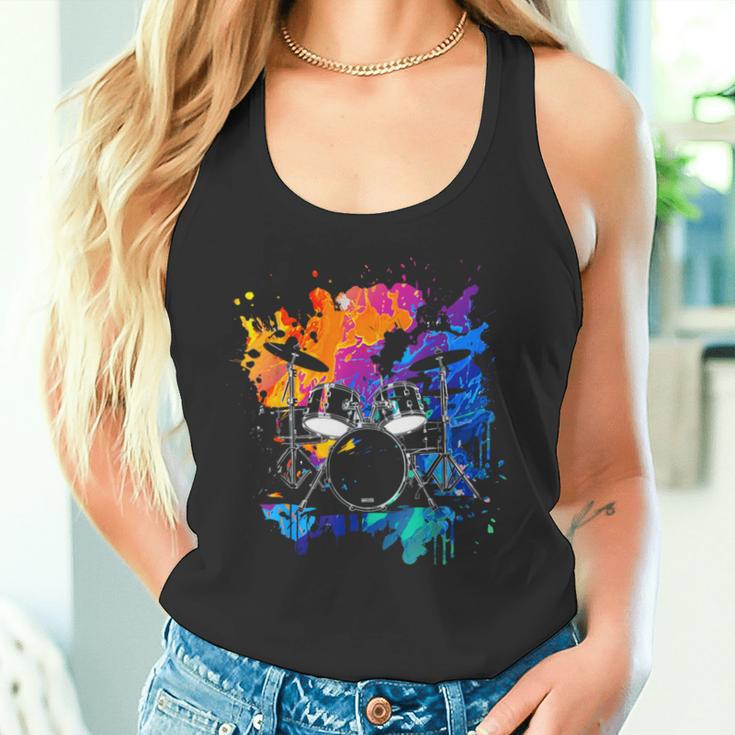 Drum Set Colourful Instrument Band Drums Music Musician Tank Top