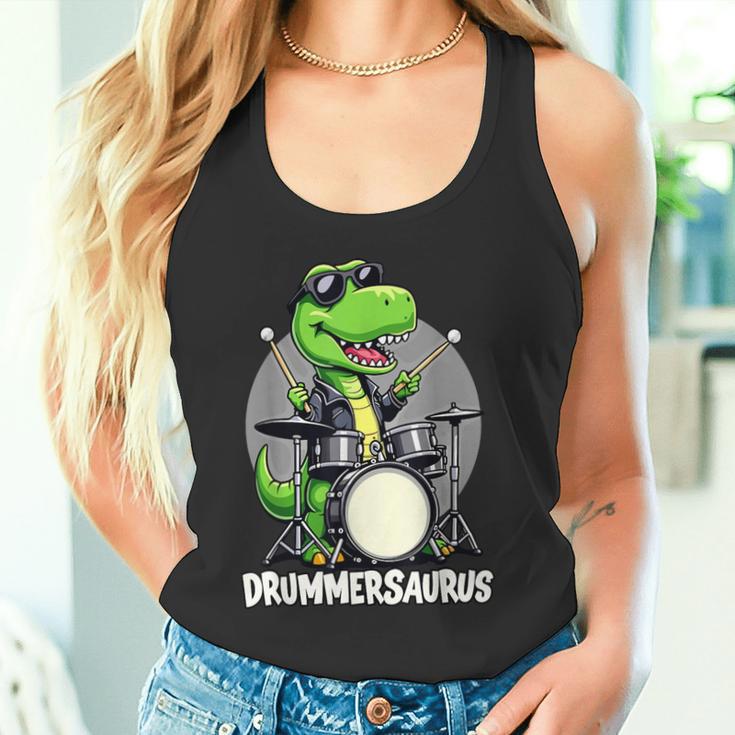 Drummer Boy Musician Drummersaurus Dinosaur Tank Top