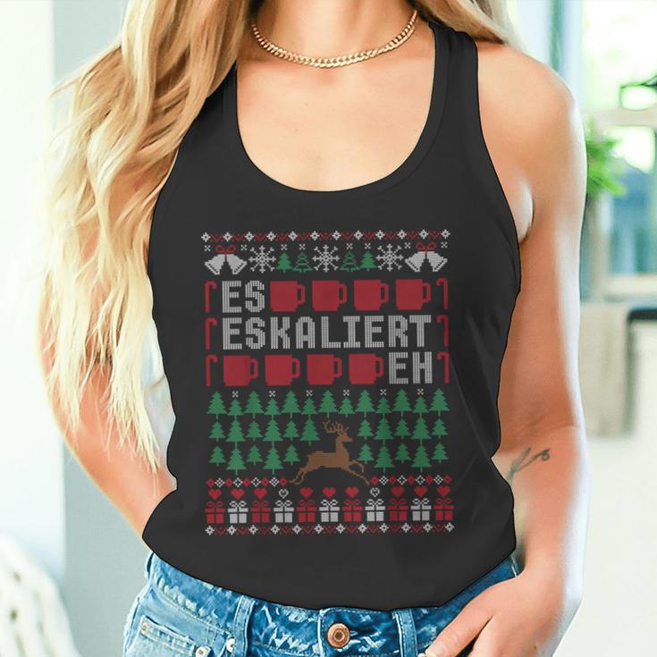 Es Eskaliert Eh Ugly Christmas Sweater Reindeer Christmas Tank Top