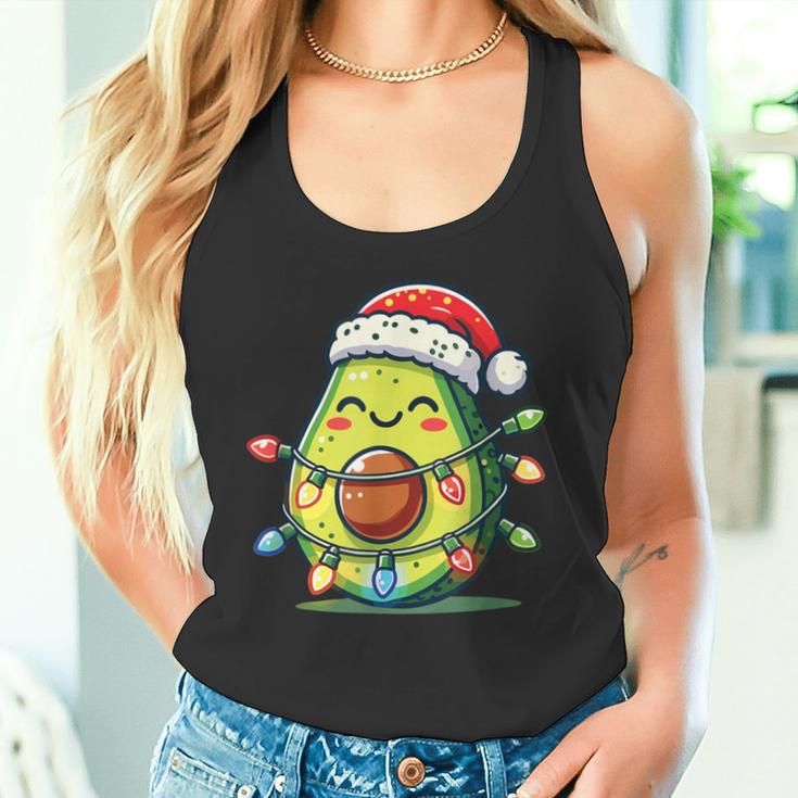 Festive Avocado Santa Christmas Lighting Tank Top