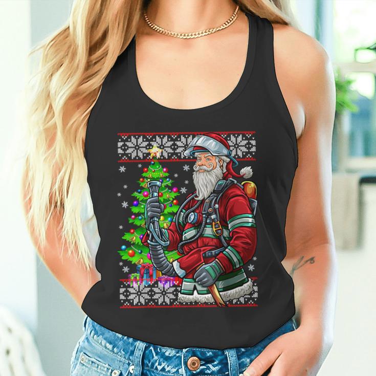 Fireman Santa Claus Fire Brigade Ugly Christmas Tank Top