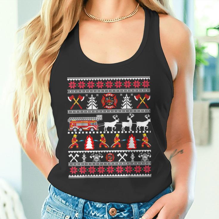 Fireman Ugly Christmas Sweater Fireman Fire Brigade Tank Top