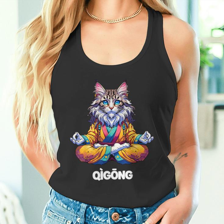 Cat Maine Coon Meditation Practice Qigong Chi Energy Tank Top