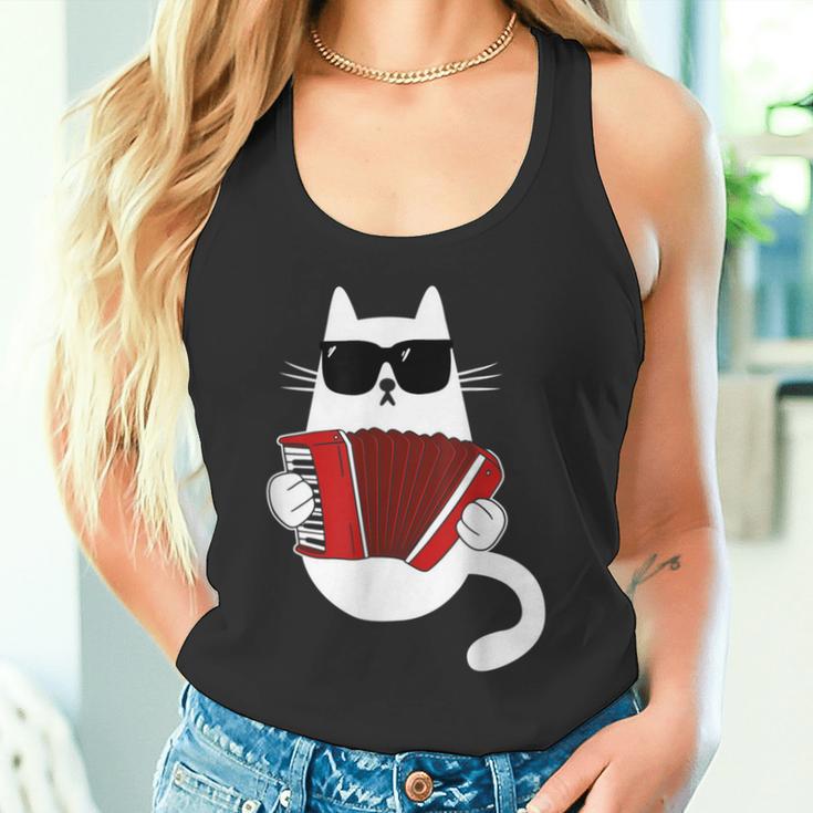 Cat Sunglasses Accordionist Accordion Musician Tank Top