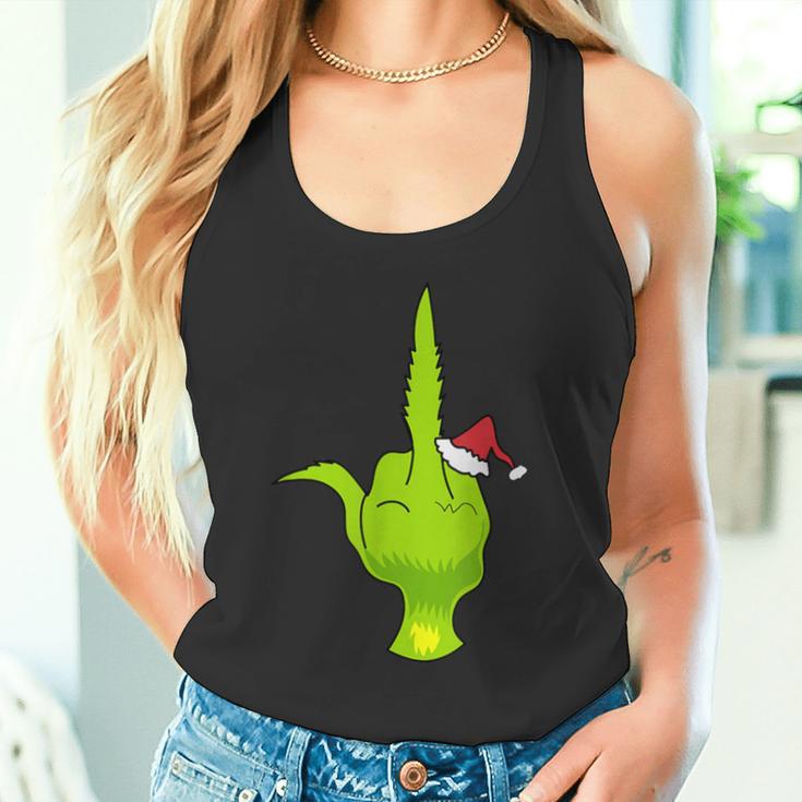 Green Hand Middle Finger Santa Tank Top