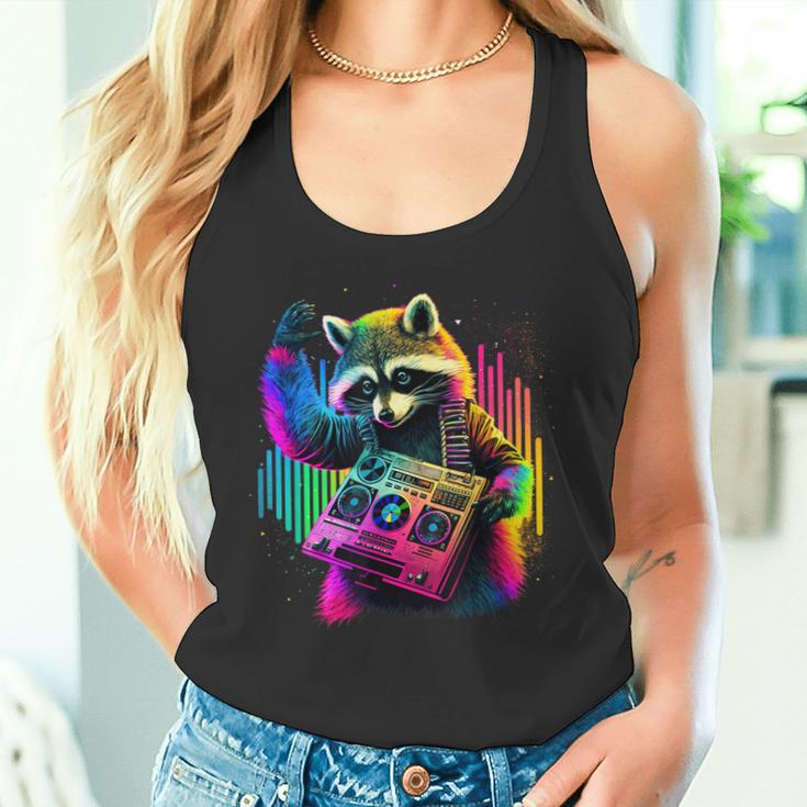 Future Raccoon Dj Retro Party Dj Badger Synthwave Tank Top