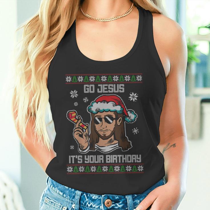 Go Jesus Birthday Ugly Christmas Sweater Christmas Jumper Tank Top