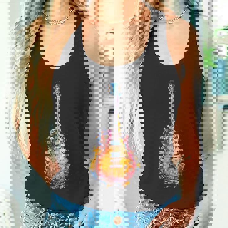 Guitar Player Gittare Watercolour Splash Electric Guitar Tank Top
