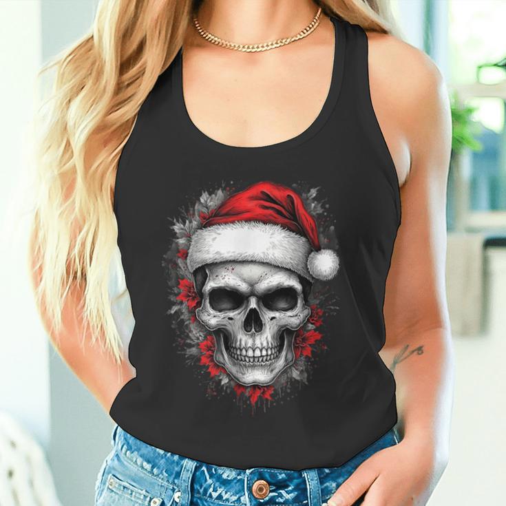 Heavy Xmas Skull With Santa Hat Ugly Hohoho Ho Tank Top