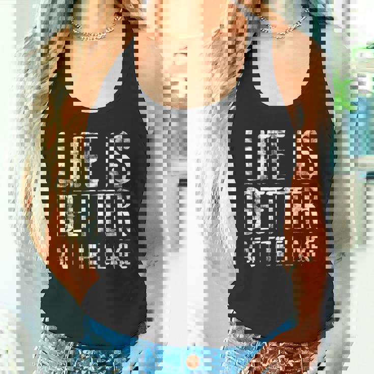 Humoristique Life Is Better At The Lake Manche Longue Débardeur e