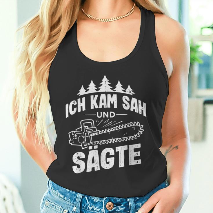 Ich Kam Sah Und Säte Chainsaw Lumberjack Tank Top