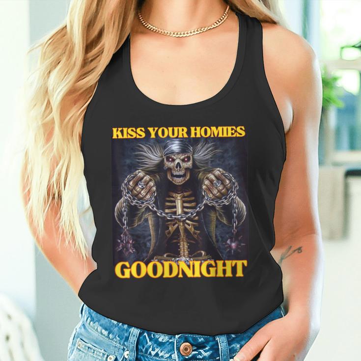 Kiss Your Homies Goodnight Cringe Hard Skeleton Meme Tank Top