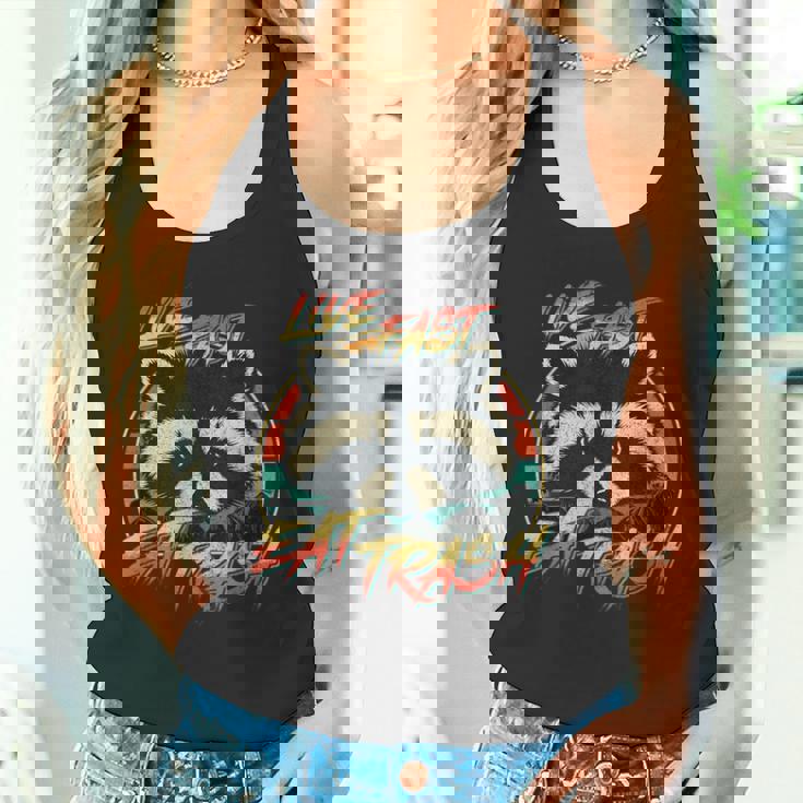 Live Fast Eat Trash Retro Trash Panda Raccoon Tank Top