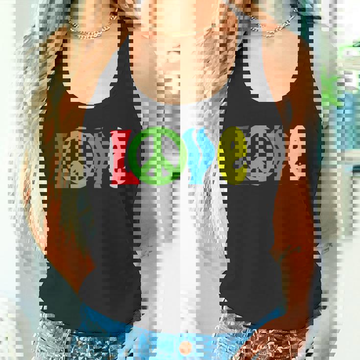 Love Peace Sign Symbol World Planet Freedom Hippie Kindness Tank Top