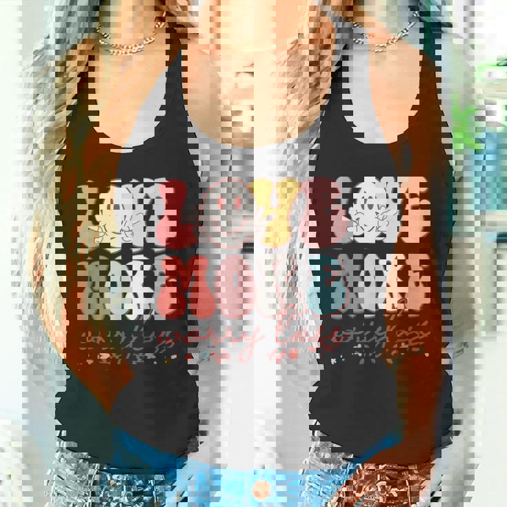 Love More Worry Less Smile Face Heart Happy Valentine's Day Tank Top