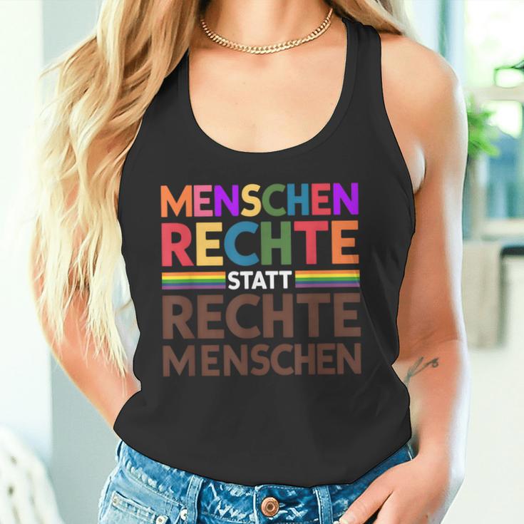 Menschenrechte Statt Rechte Menschen Regenbogen Spruch Tank Top