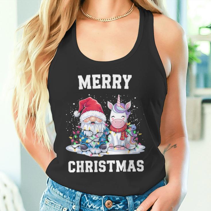 Merry Christmas Santa Hat Gnome Unicorn Xmas Party Christmas Tank Top