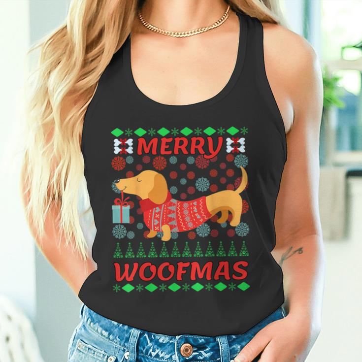 Merry Woofmas Dachshund Christmas Jumper Tank Top