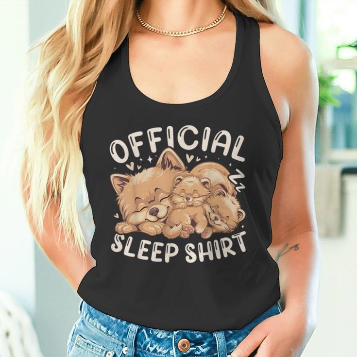 Official Sleep Pomeranian Dog With Puppy Tank Top