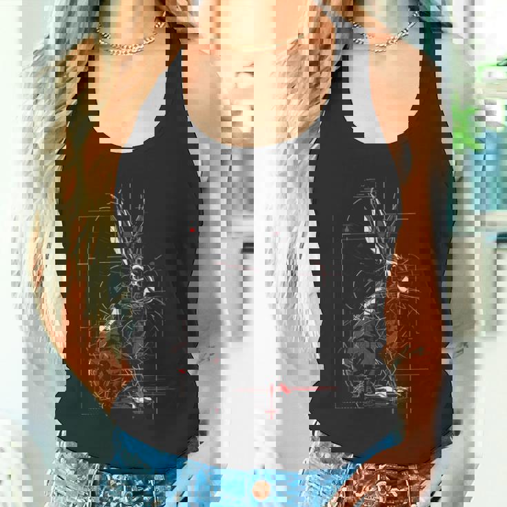 Rabbit Drawing Abstract Animal Art Geometric Graphic Hare Tank Top