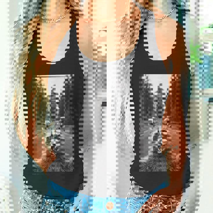 Raccoon Bigfoot Selfie Tank Top - Fun Woodland Theme for Adventurers
