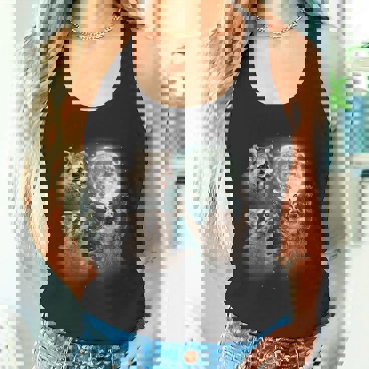 Raccoon Moon Howling Tank Top - Unique & Quirky Design