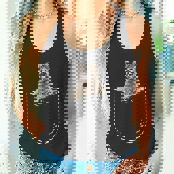 Raccoon Pocket Tank Top - Fun Animal Design for Casual Wear