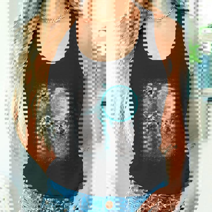 Raccoon Tank Top | Quirky Trio Howling | Moonlit Animal Magic