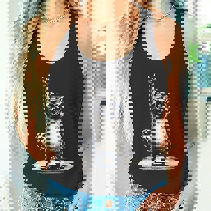 Retro Raccoon Rock Music Men Kids Women Raccoon Tank Top