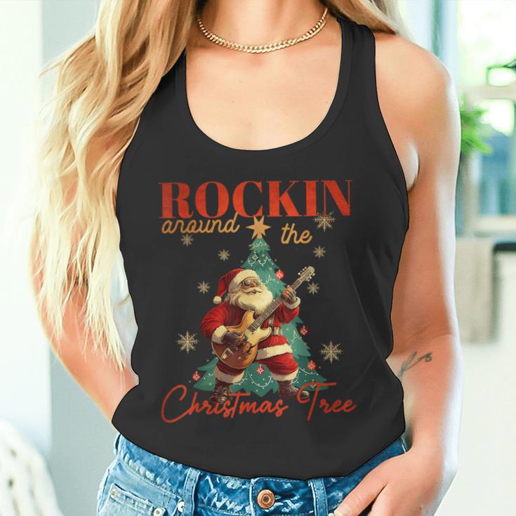 Rocking Around The Christmas Tree Santa Rock And Roll Guitar Tank Top