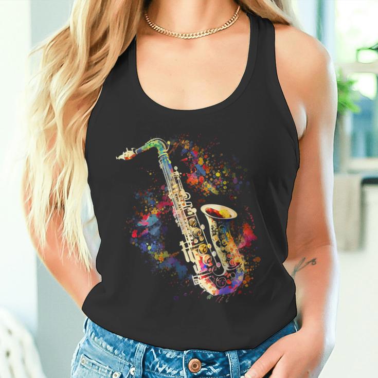 Saxophone Colourful Musician Saxophone For Saxophonists Tank Top