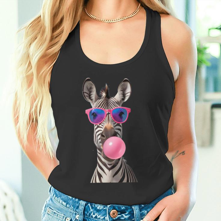 Snirt Zebra Bubblegum Bubble Pink Sunglasses Tank Top