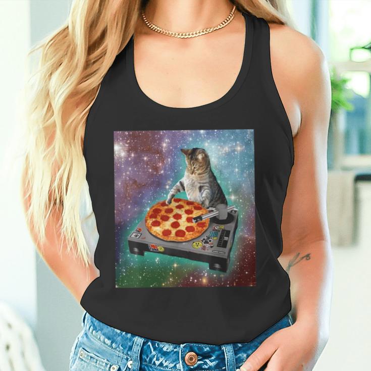 Space Galaxy Universe Cat Pizza Dj Cute Cosmic Tank Top