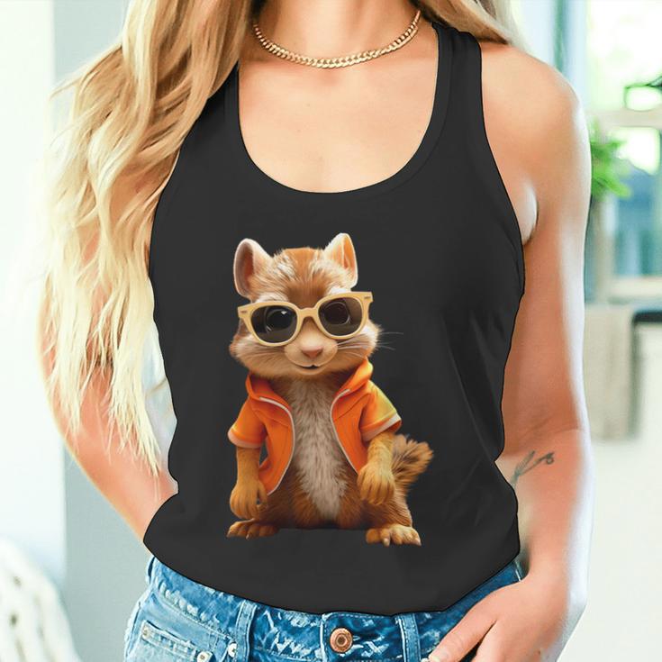 Squirrel With Sunglasses Animal Lovers Cute Rodent Tank Top