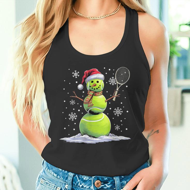 Tennis Snowman Tennis Player Santa Hat Christmas Tank Top