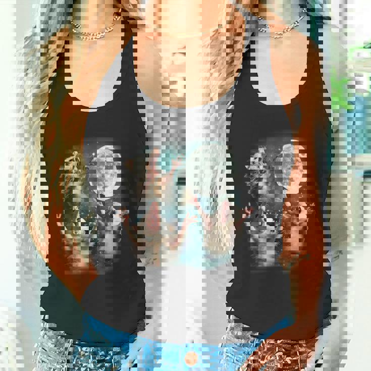 Three Possum Moon 3 Opossum Weird Cursed Meme Tank Top