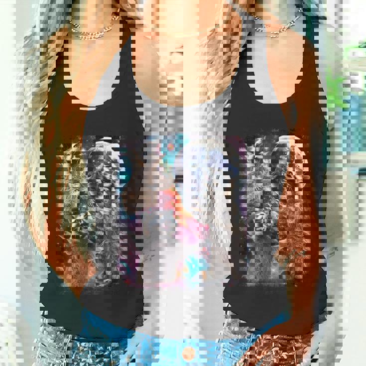 Three Racoon Moon Tank Top - Fun Meme Wear for Humor Lovers