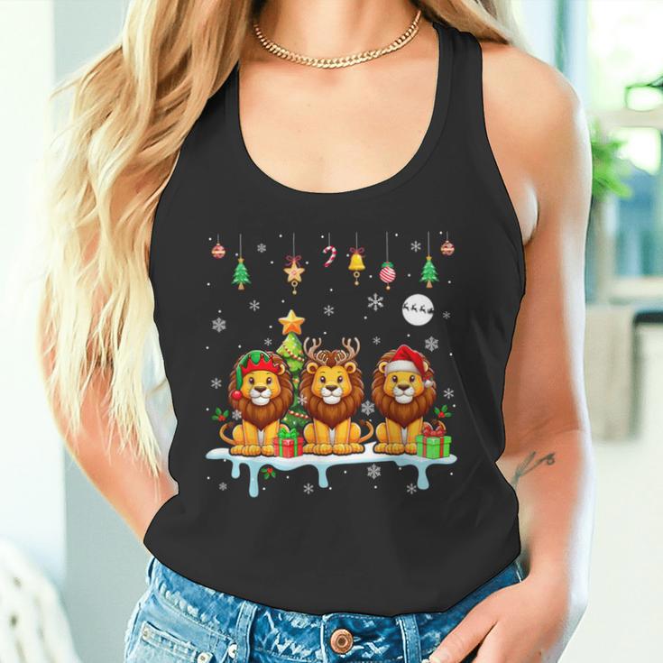 Three Santa Claus Reindeer Elf Lions Christmas Animal Lovers Children's Tank Top